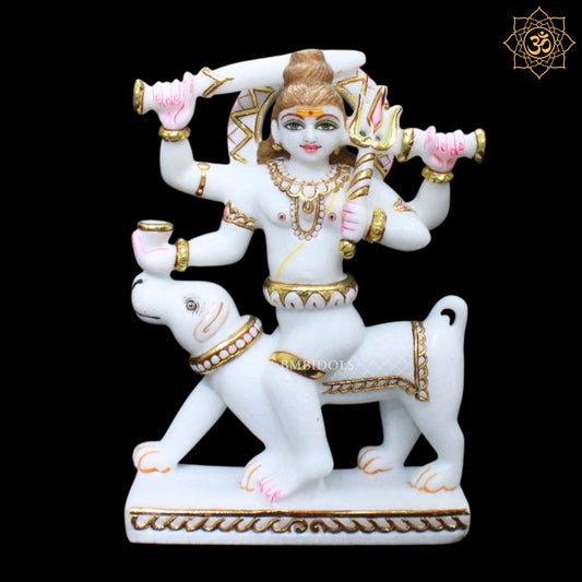 Kal Bhairav Baba Marble Statue for Homes and Temples in 1feet