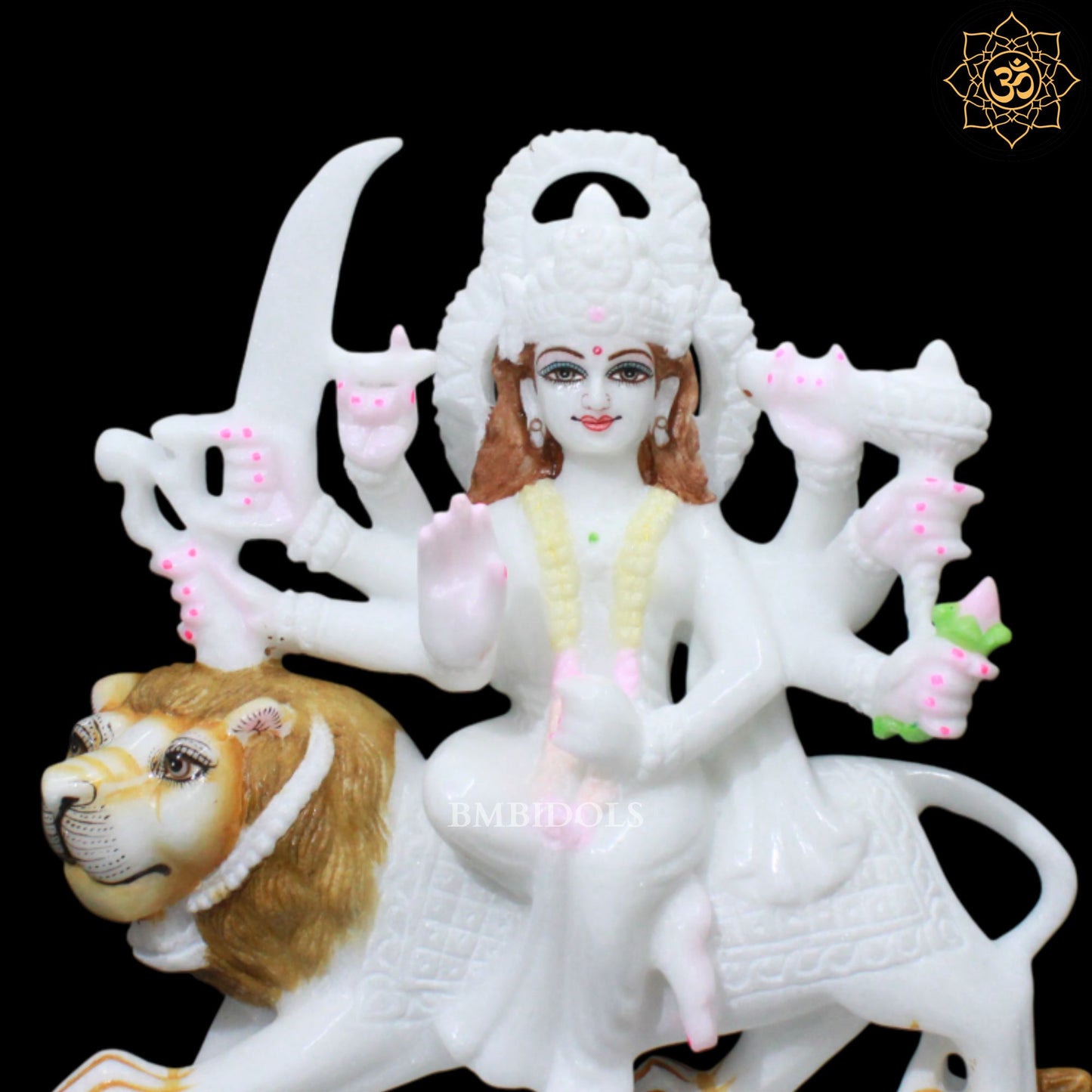 11inch Marble Durga Murti for Ghar Mandirs in Eight Hands