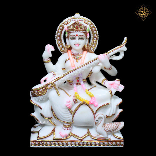 Saraswati Marble Murti for Homes and Temples in 1foot