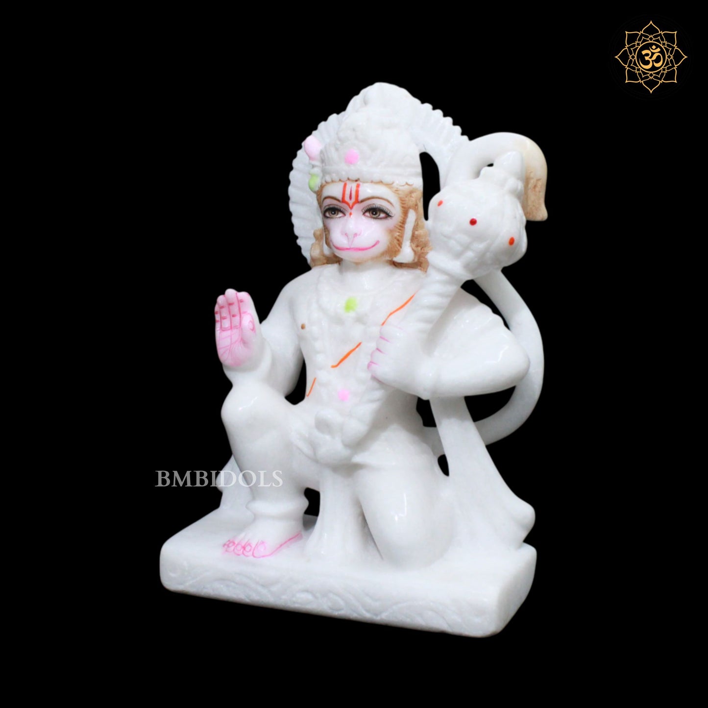 White Marble Hanuman Statue in Makrana Marble in 9inch