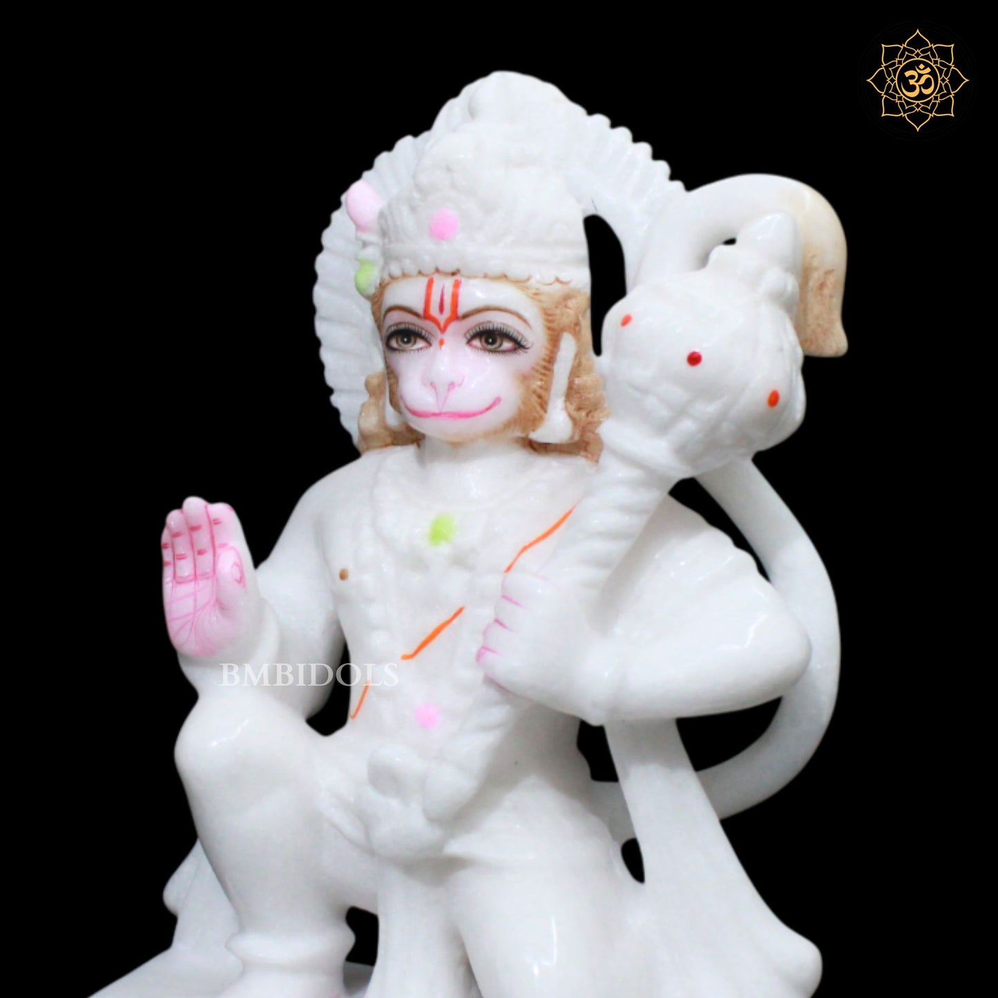 White Marble Hanuman Statue in Makrana Marble in 9inch