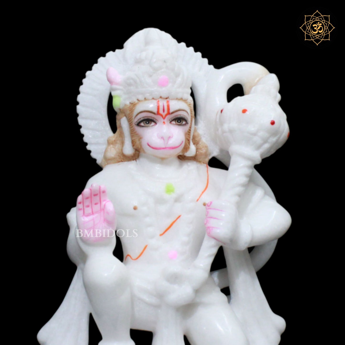 White Marble Hanuman Statue in Makrana Marble in 9inch