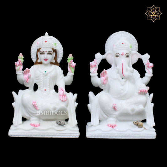 Ganesh Laxmi Marble Murti for Ghar Mandirs in 9inches