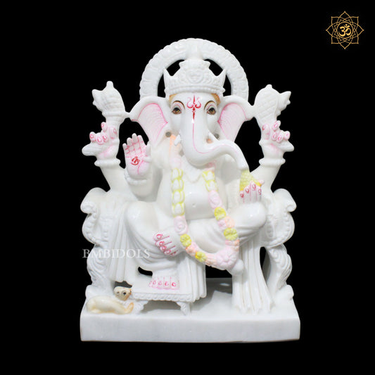 15inch Marble Ganpati Murti for Homes and Temples Makrana Marble
