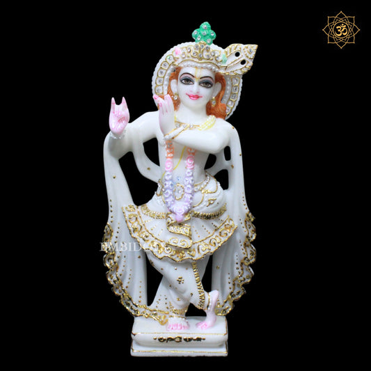 Marble Zari Radha Krishna Statue in 1feet for Ghar Mandirs