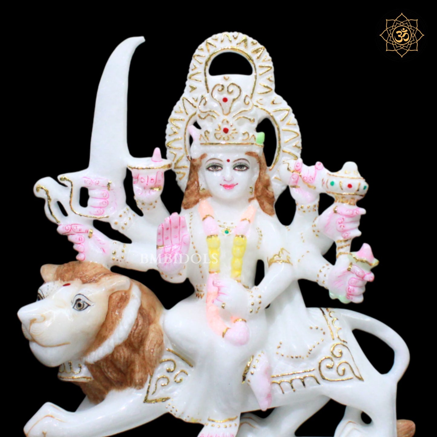 Marble Durga Maa Statue for Ghar Mandirs in 11inches