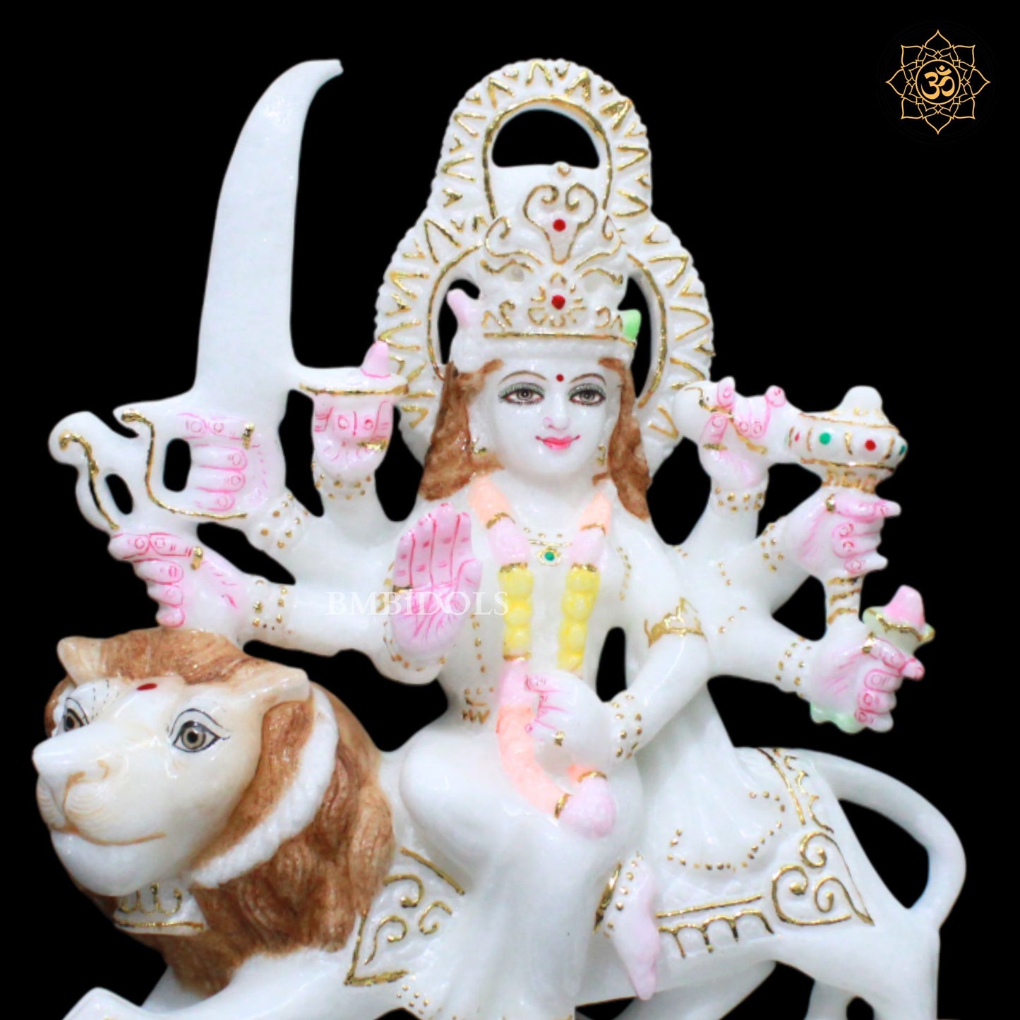 Marble Durga Maa Statue for Ghar Mandirs in 11inches