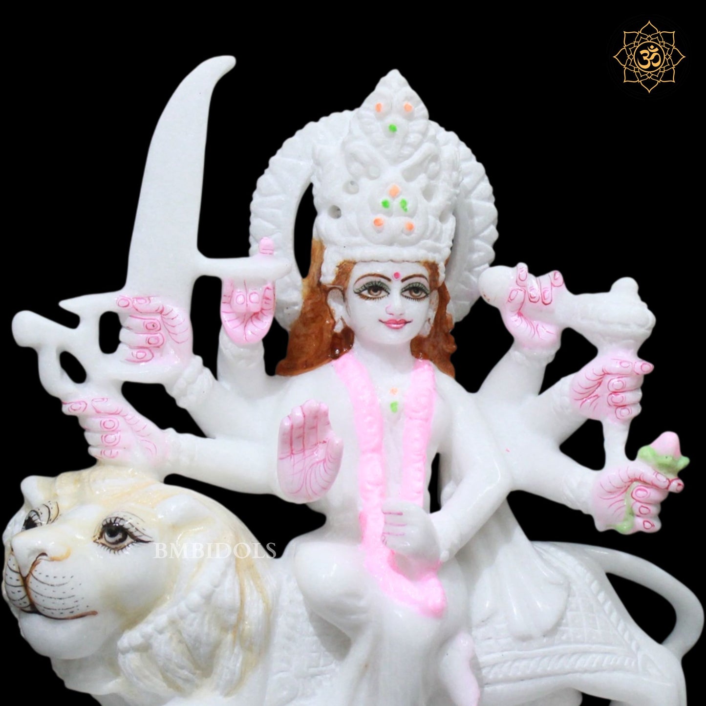 Durga Marble Statue in Makrana Marble in 1feet