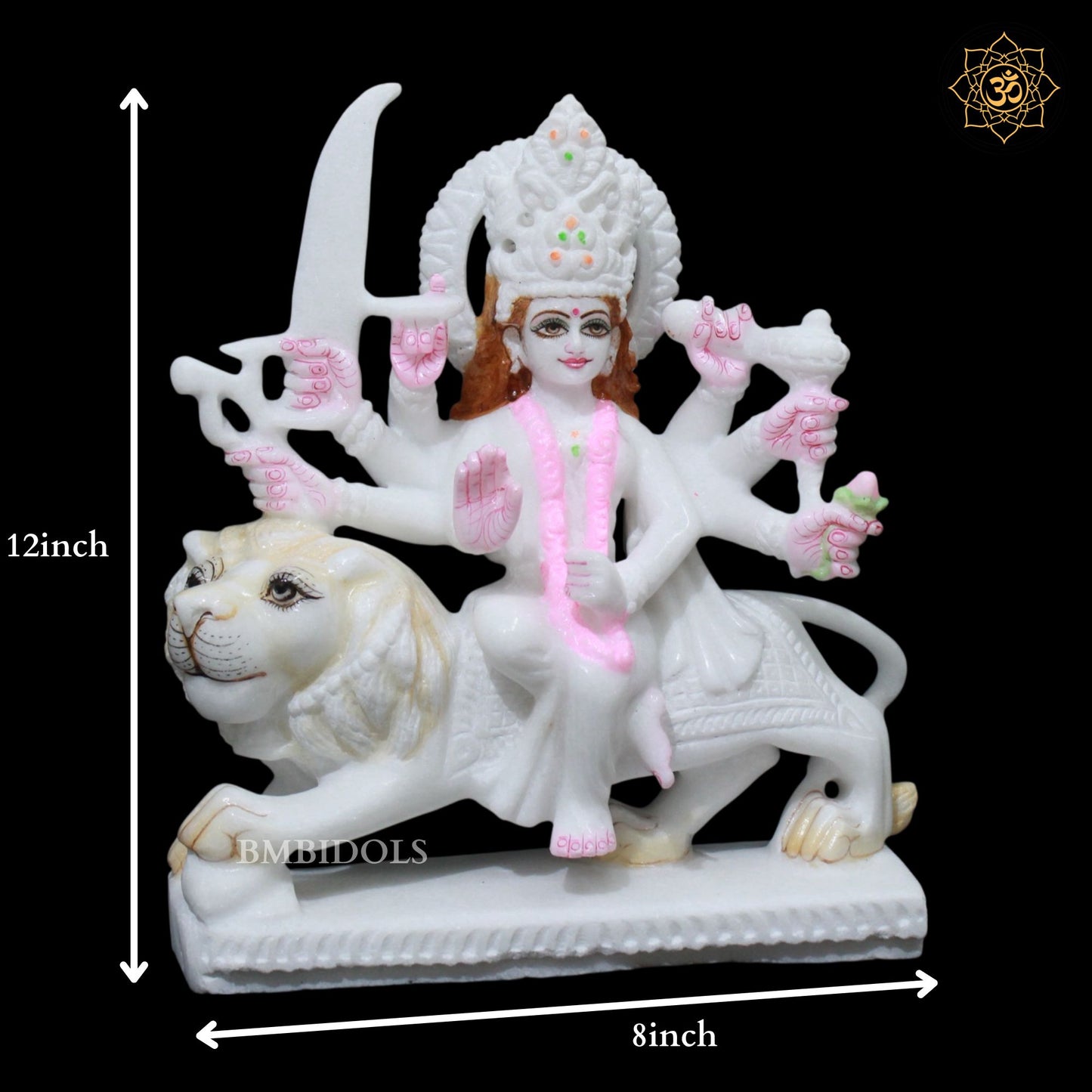Durga Marble Statue in Makrana Marble in 1feet