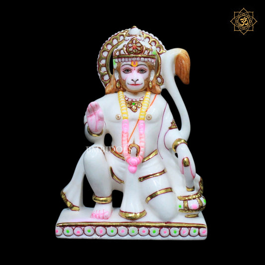 Marble Hanuman Ji Statue in 7inches for Ghar mandirs