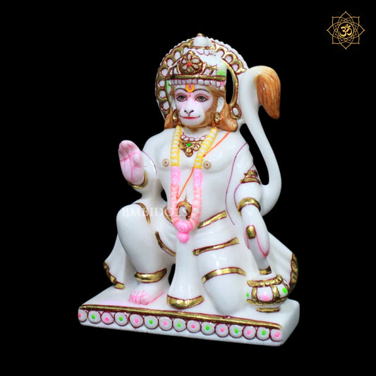 Marble Hanuman Ji Statue in 7inches for Ghar mandirs