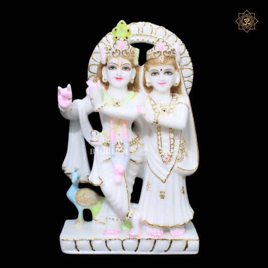 12inches Radha Krishna Marble Murti in 1feet for Pooja and Decorations