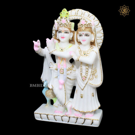 12inches Radha Krishna Marble Murti in 1feet for Pooja and Decorations