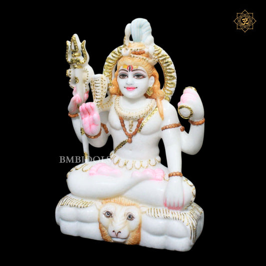 Shiva Marble Statue in Four Hands in Makrana Marble