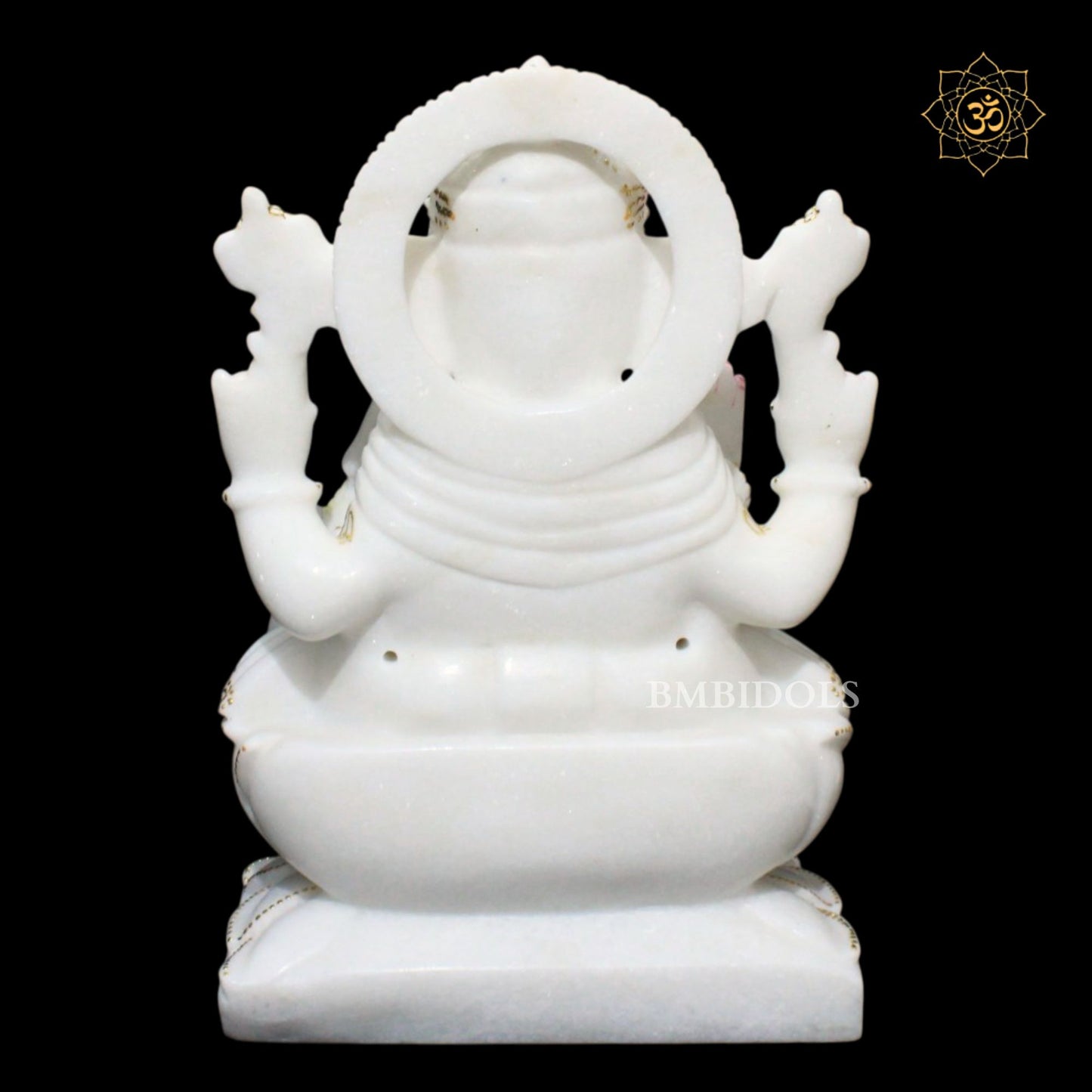 15inch Ganesh Bhagwan Murti in Makrana Marble on Lotus