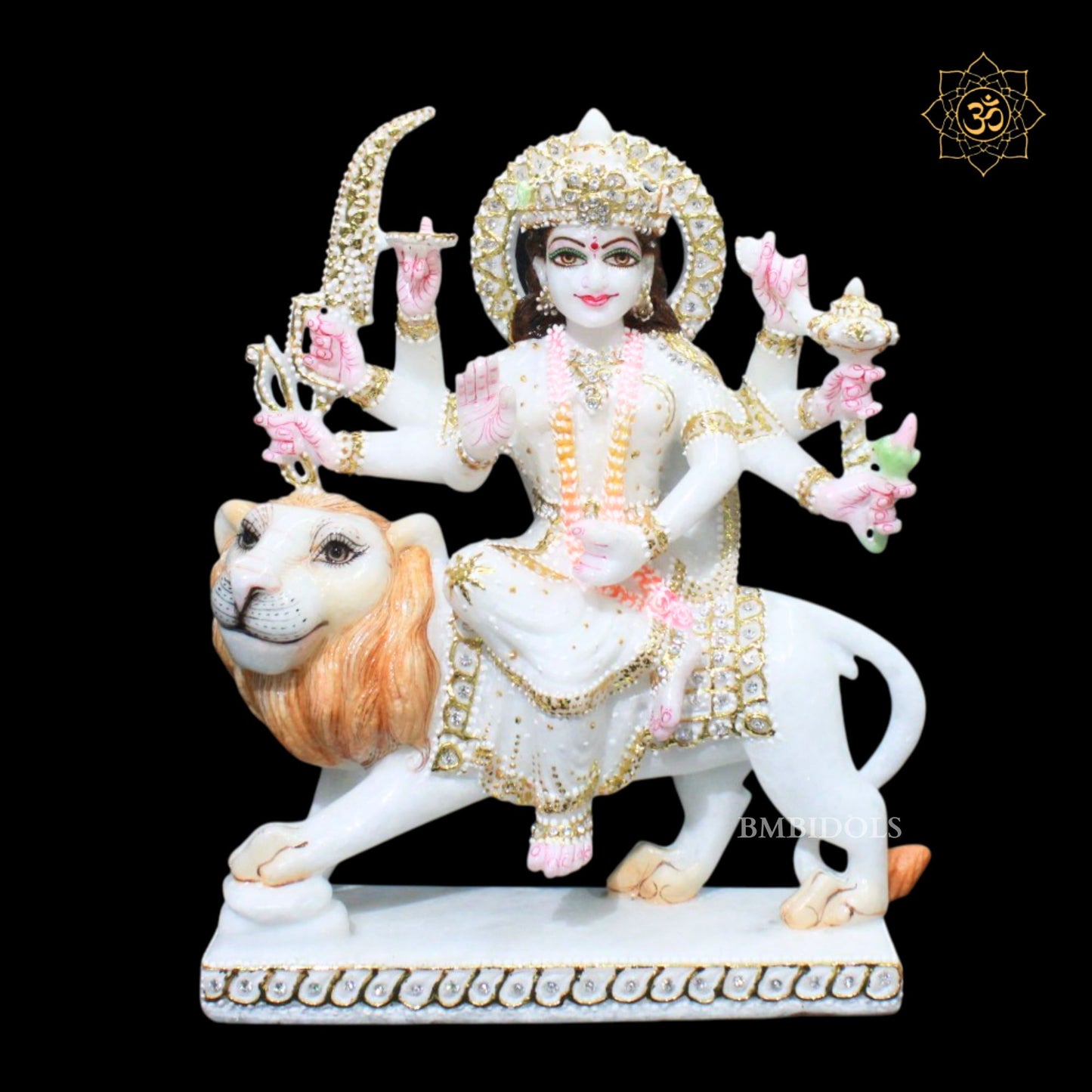 12inches Special Diamond Durga Maa Marble Statue in Makrana Marble