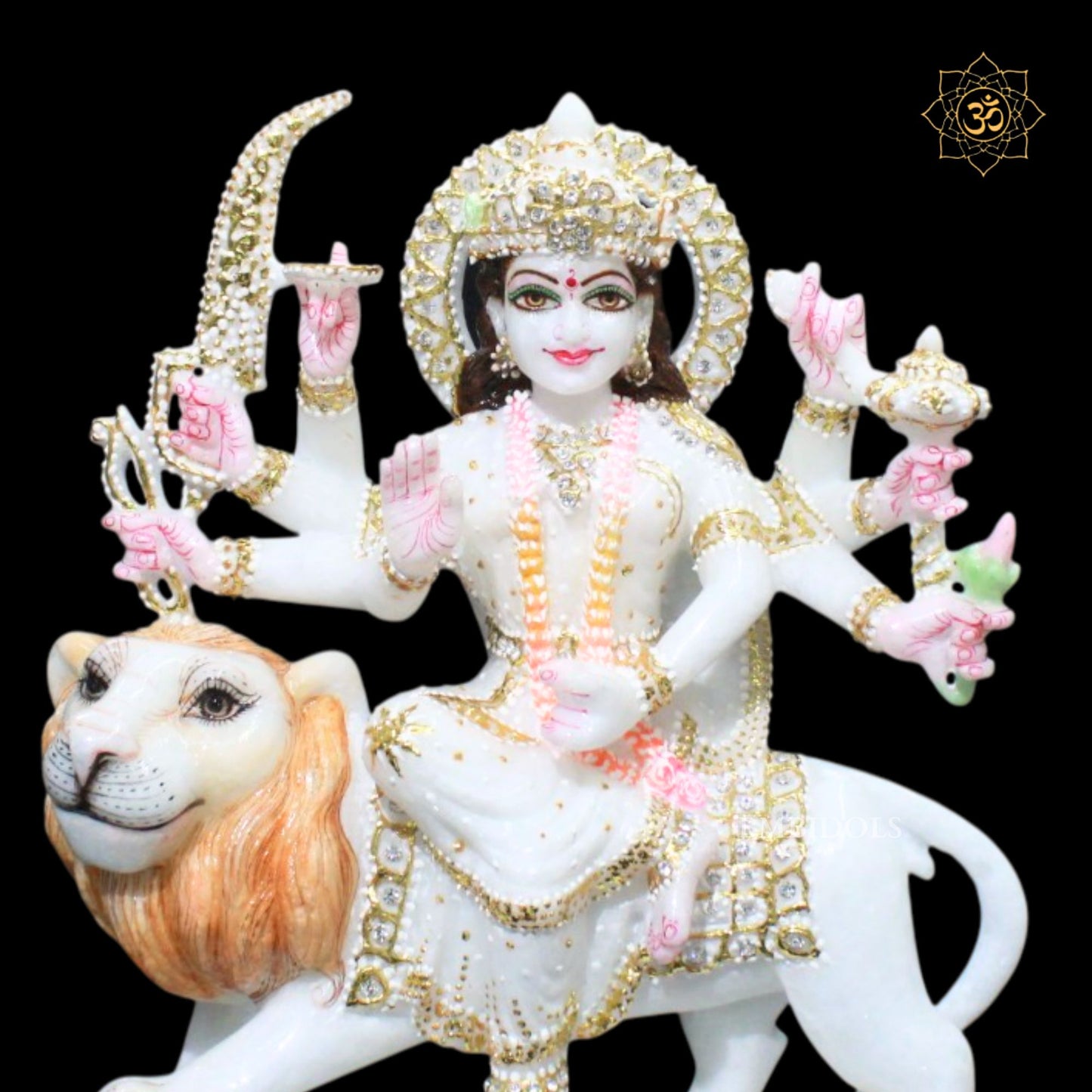 12inches Special Diamond Durga Maa Marble Statue in Makrana Marble