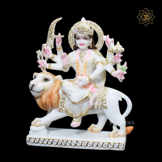 12inches Special Diamond Durga Maa Marble Statue in Makrana Marble