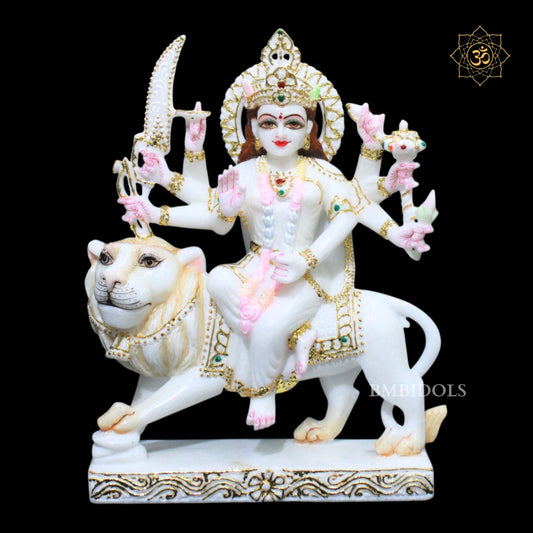 Durga Marble Statue for Homes and Temples in White Marble