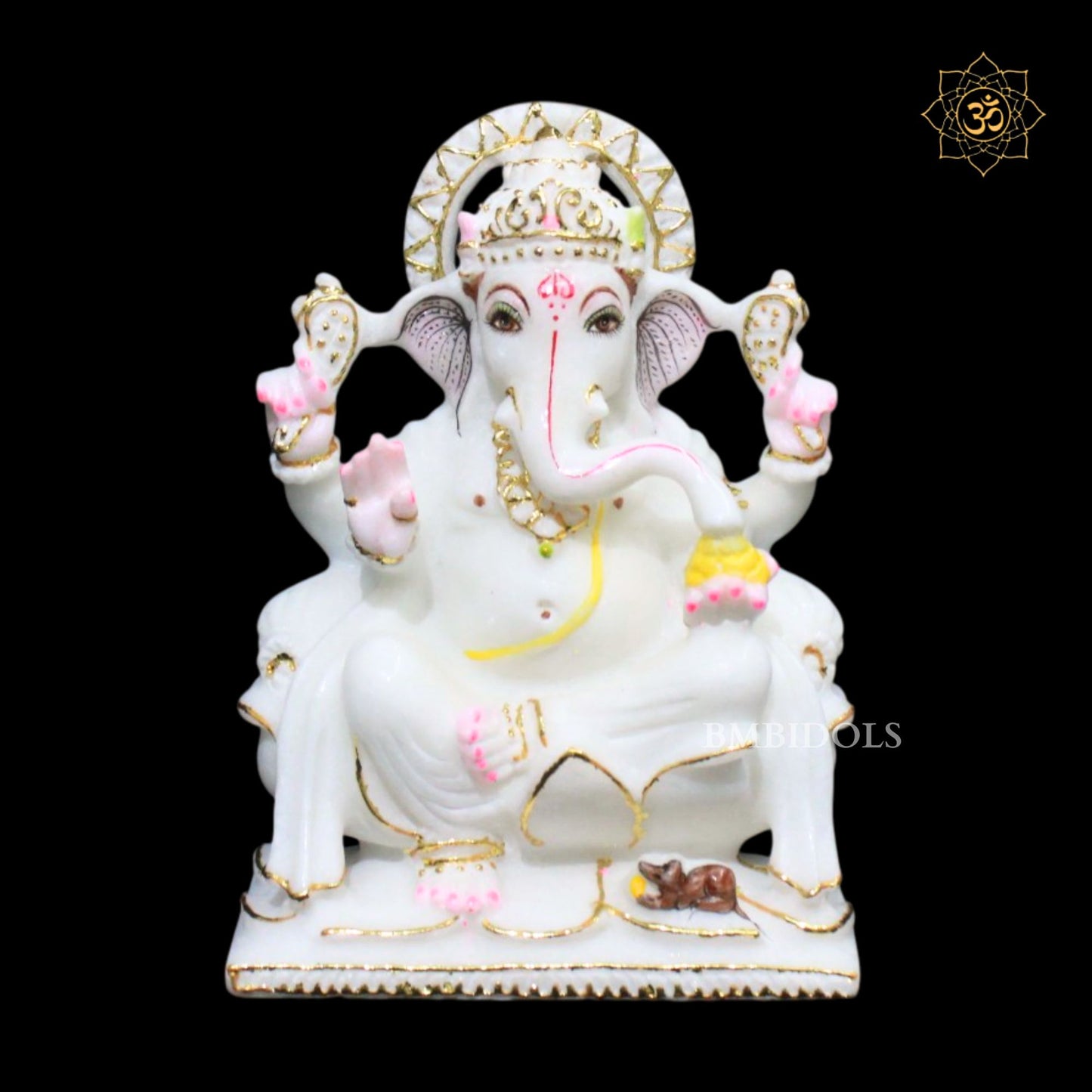 7inch Marble Ganpati Murti in Makrana Marble