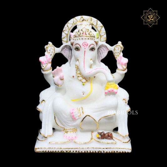 7inch Marble Ganpati Murti in Makrana Marble