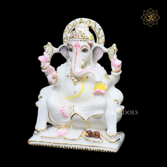 7inch Marble Ganpati Murti in Makrana Marble