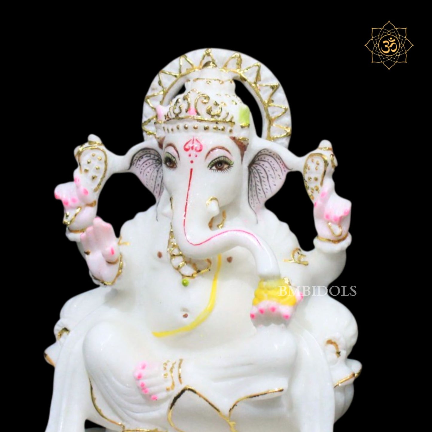 7inch Marble Ganpati Murti in Makrana Marble