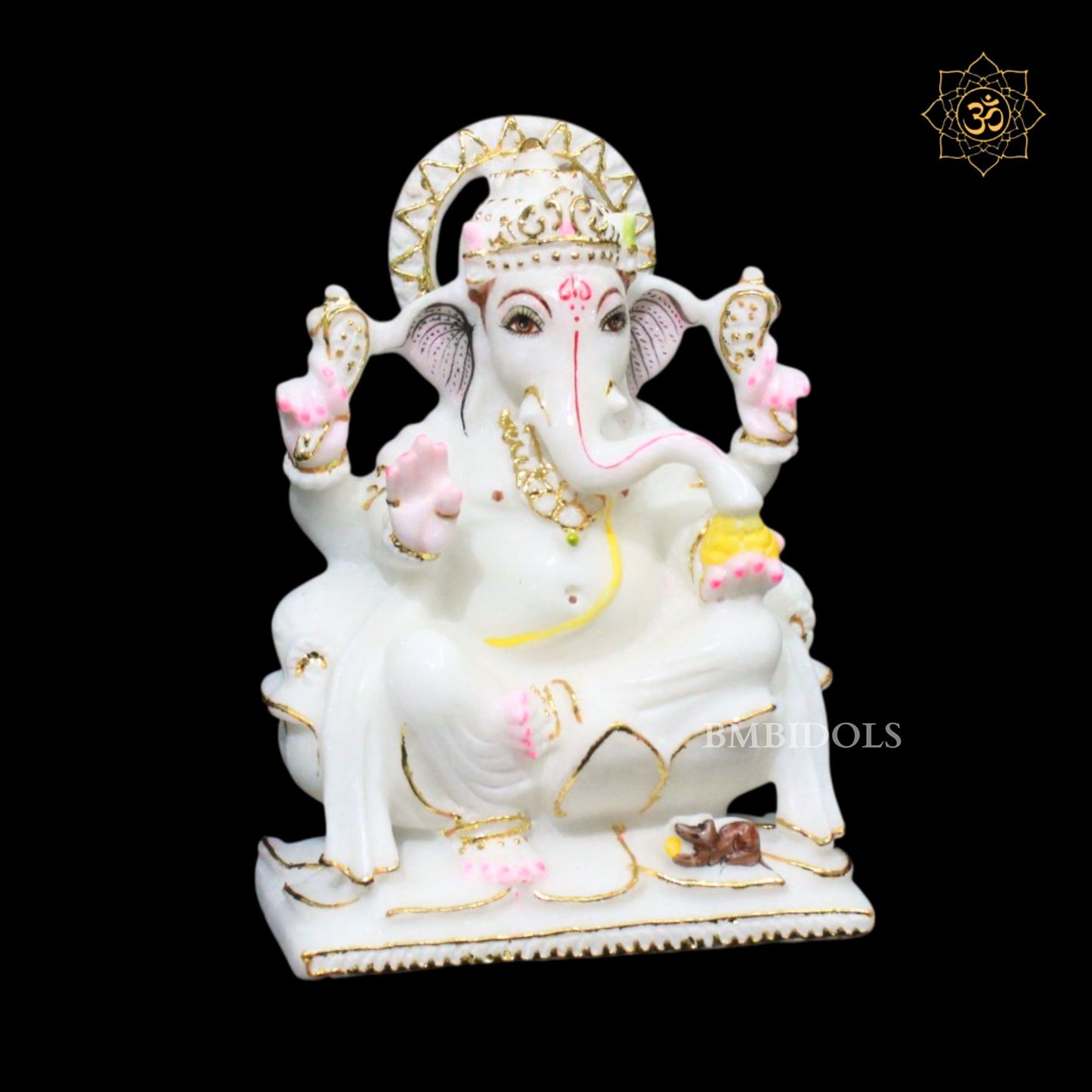 7inch Marble Ganpati Murti in Makrana Marble