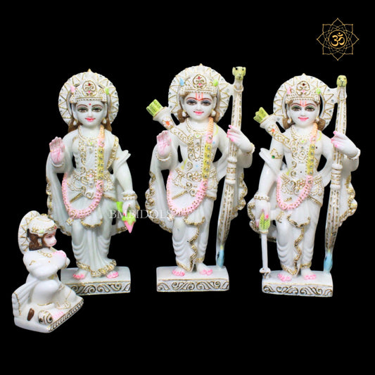 15inch Ram Darbar Marble Statue with Ram, Lakshman, Sita & Hanuman