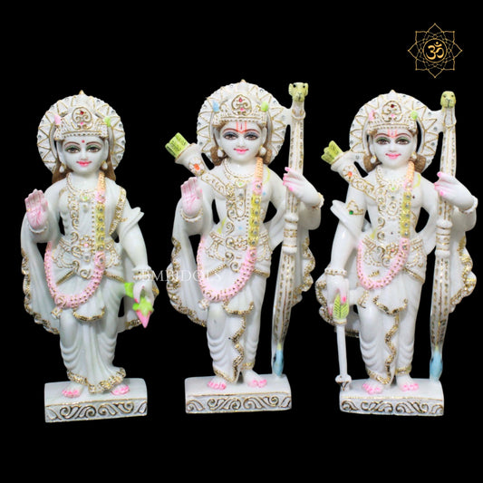 15inch Ram Darbar Marble Statue with Ram, Lakshman, Sita & Hanuman