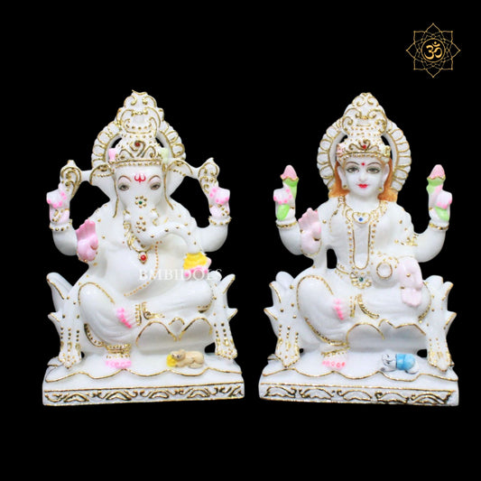 Ganesh Lakshmi Marble Murti in 9inches