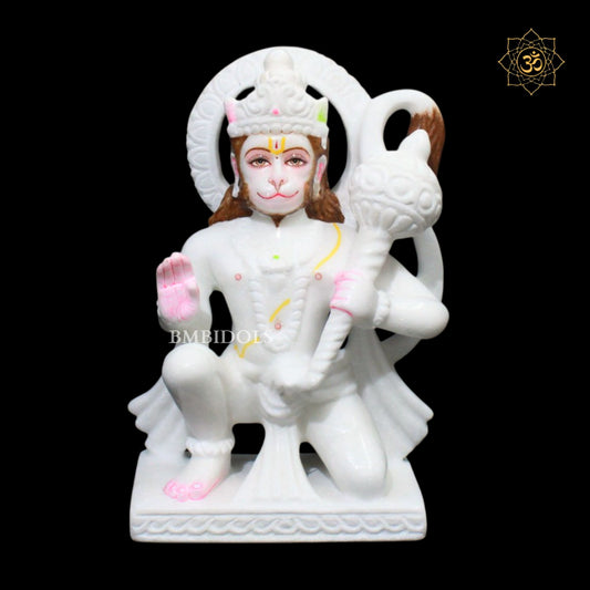 White Hanuman Murti in Makrana Marble in 9inches