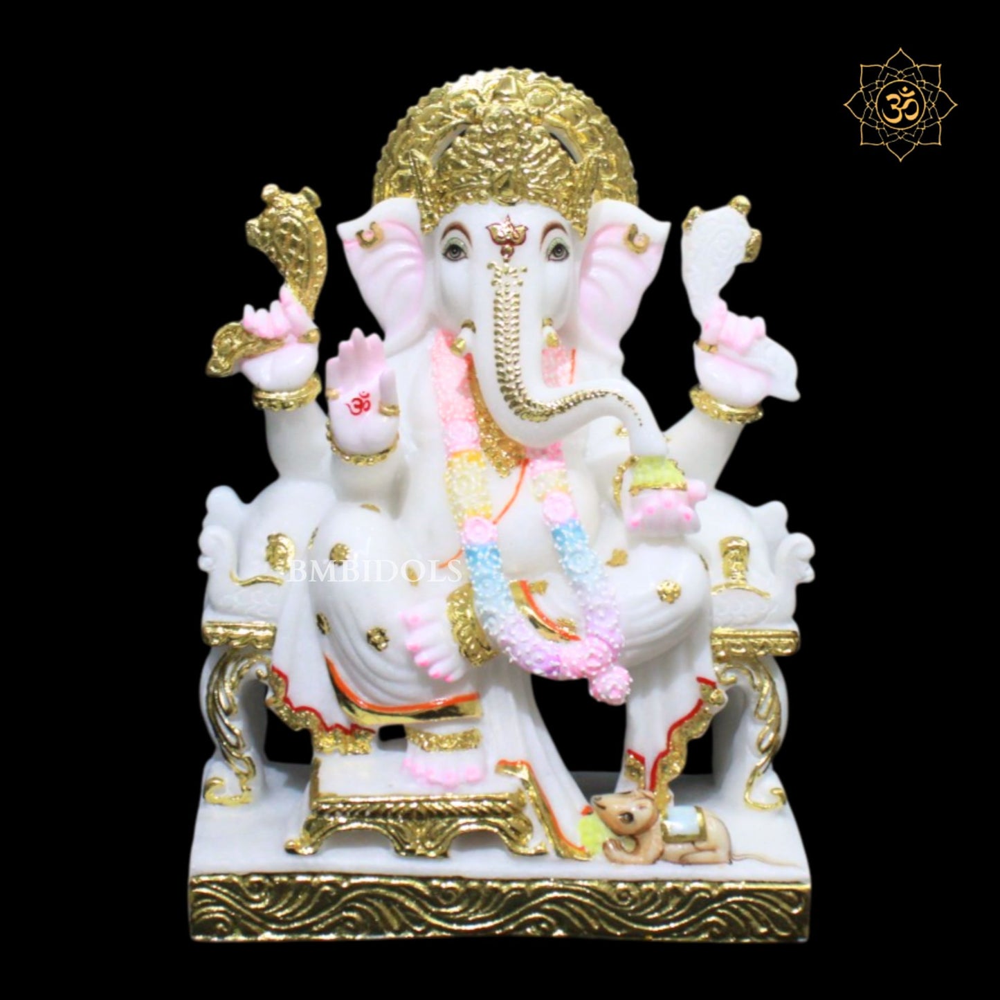 White Marble Ganesha Murti for Homes and Temples