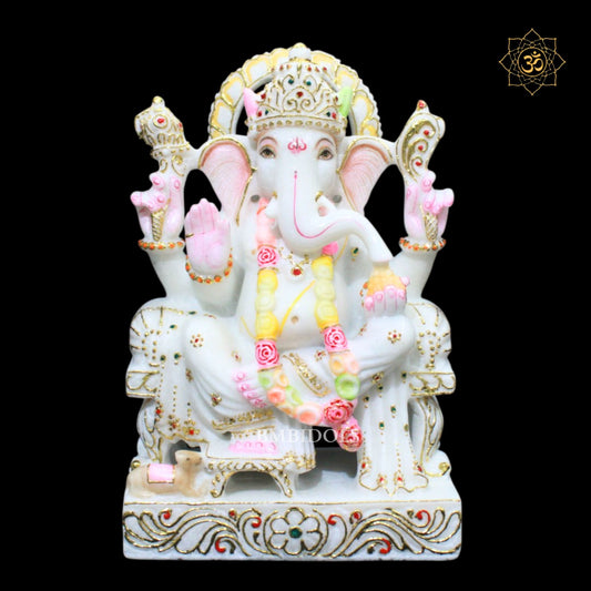 Ganesh Marble Murti in 1feet in Marble Temples