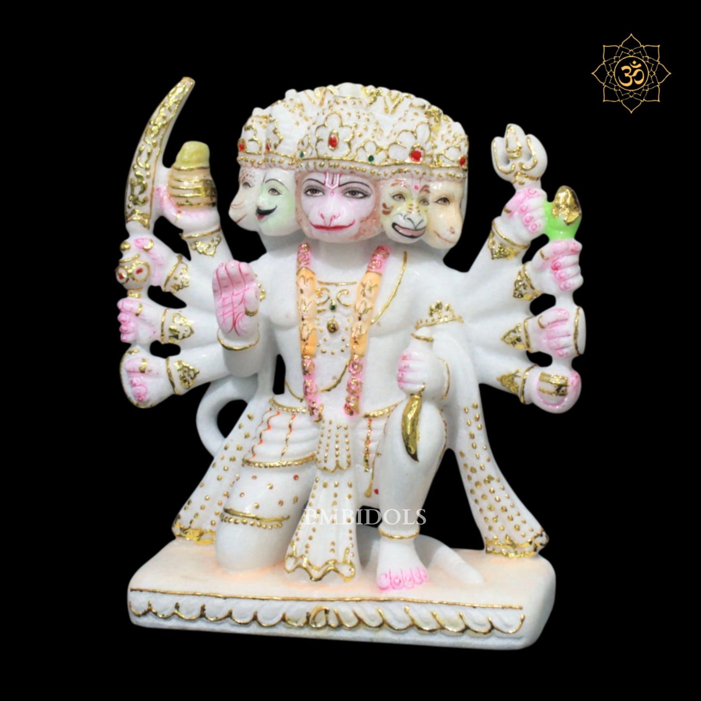 Panchmukhi Hanuman Marble Murti in 10inches Makrana Marble