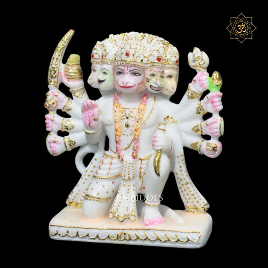 Panchmukhi Hanuman Marble Murti in 10inches Makrana Marble