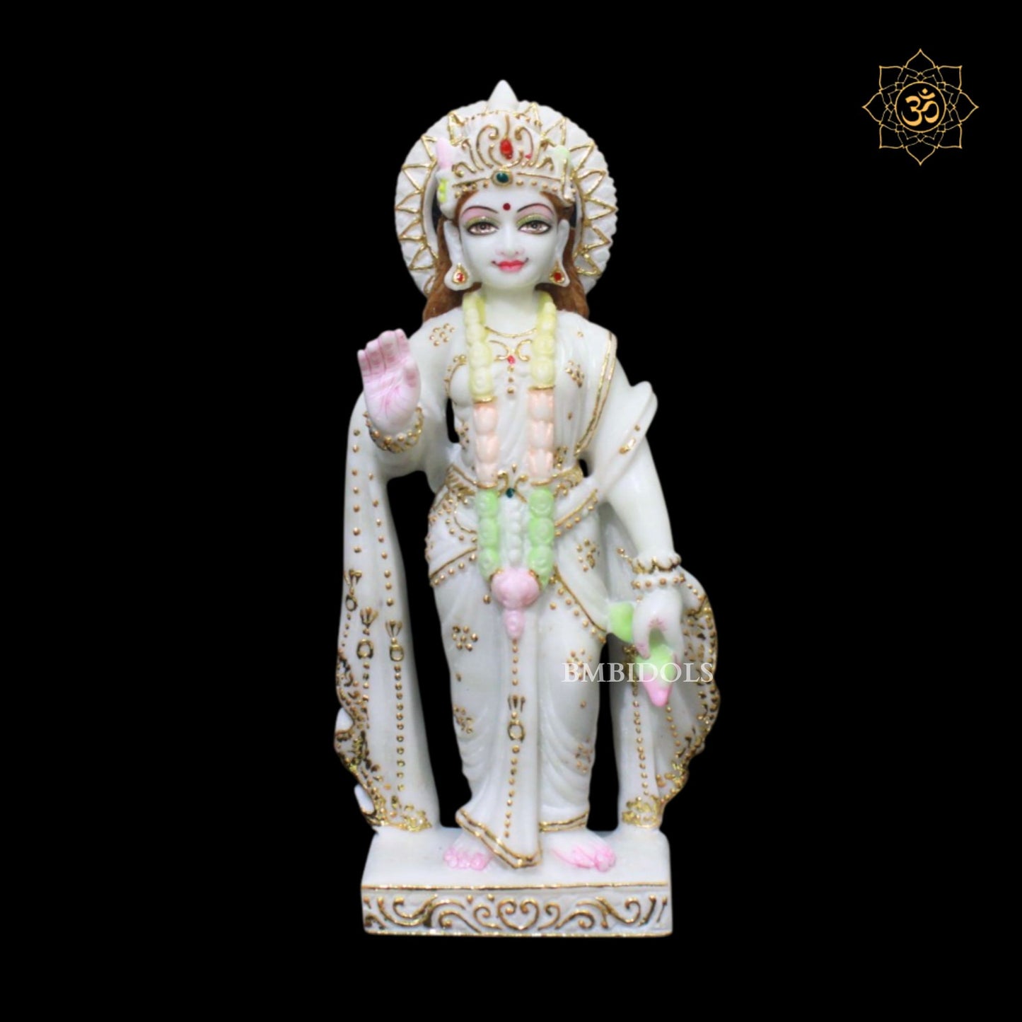 Pure White Ram Darbar Marble Murti in 12inches