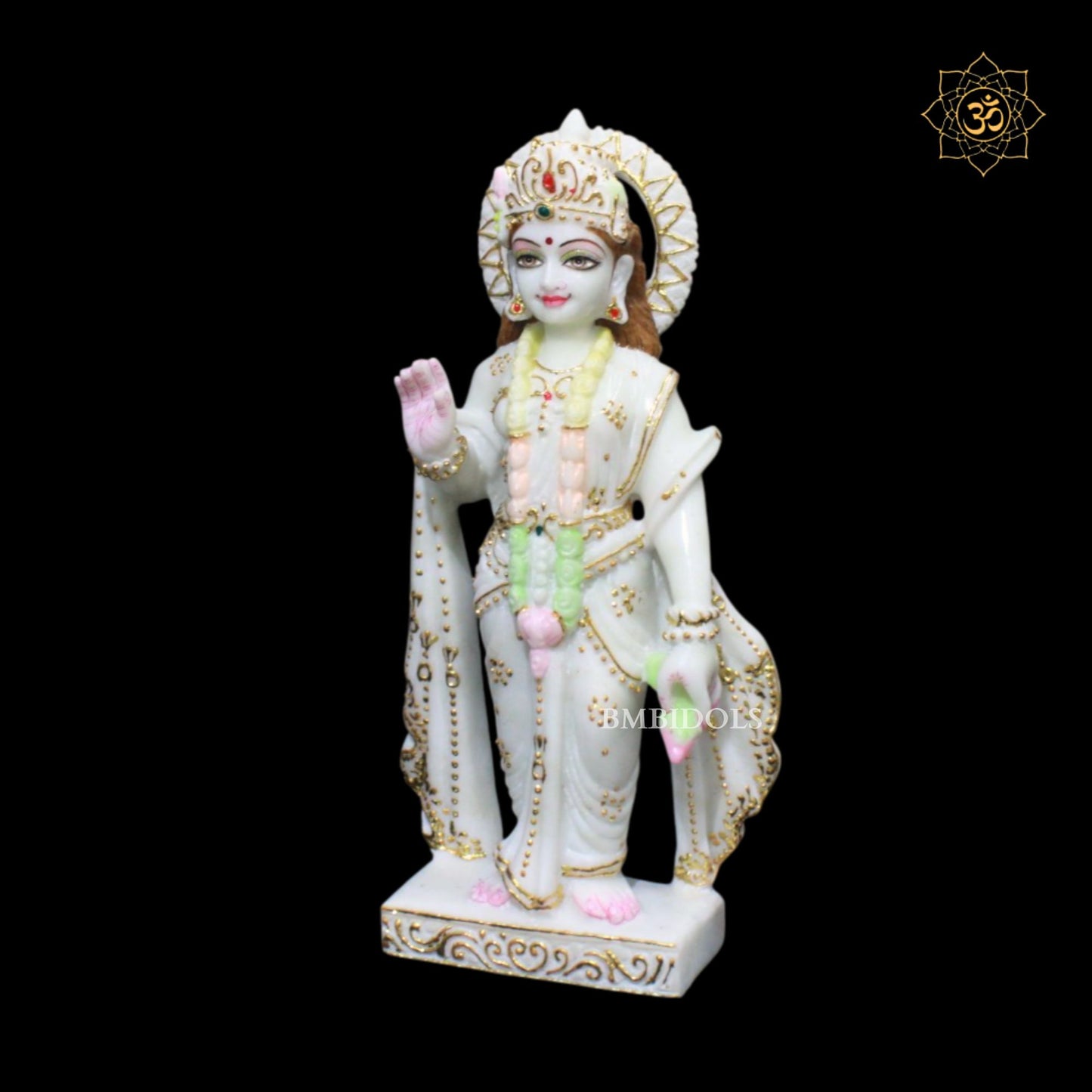 Pure White Ram Darbar Marble Murti in 12inches