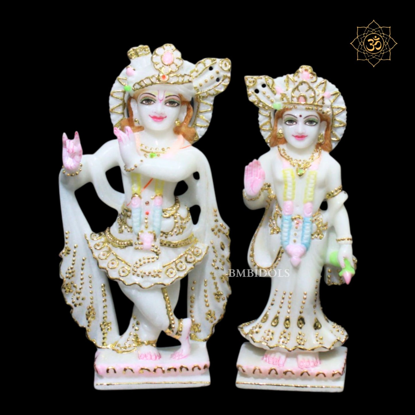 9inch Radha Krishna Bhagwan Murti in Makrana Marble