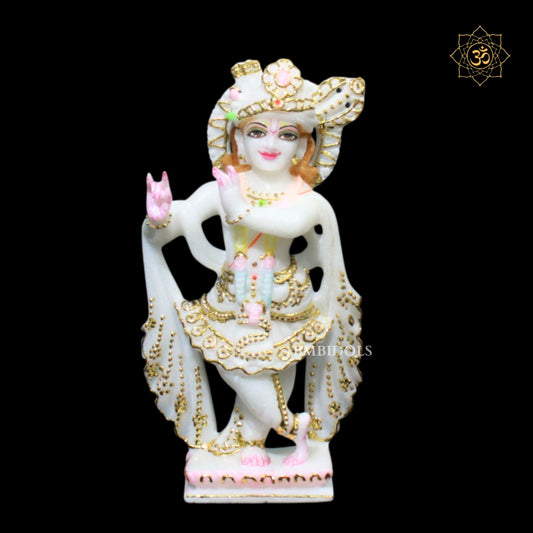 9inch Radha Krishna Bhagwan Murti in Makrana Marble