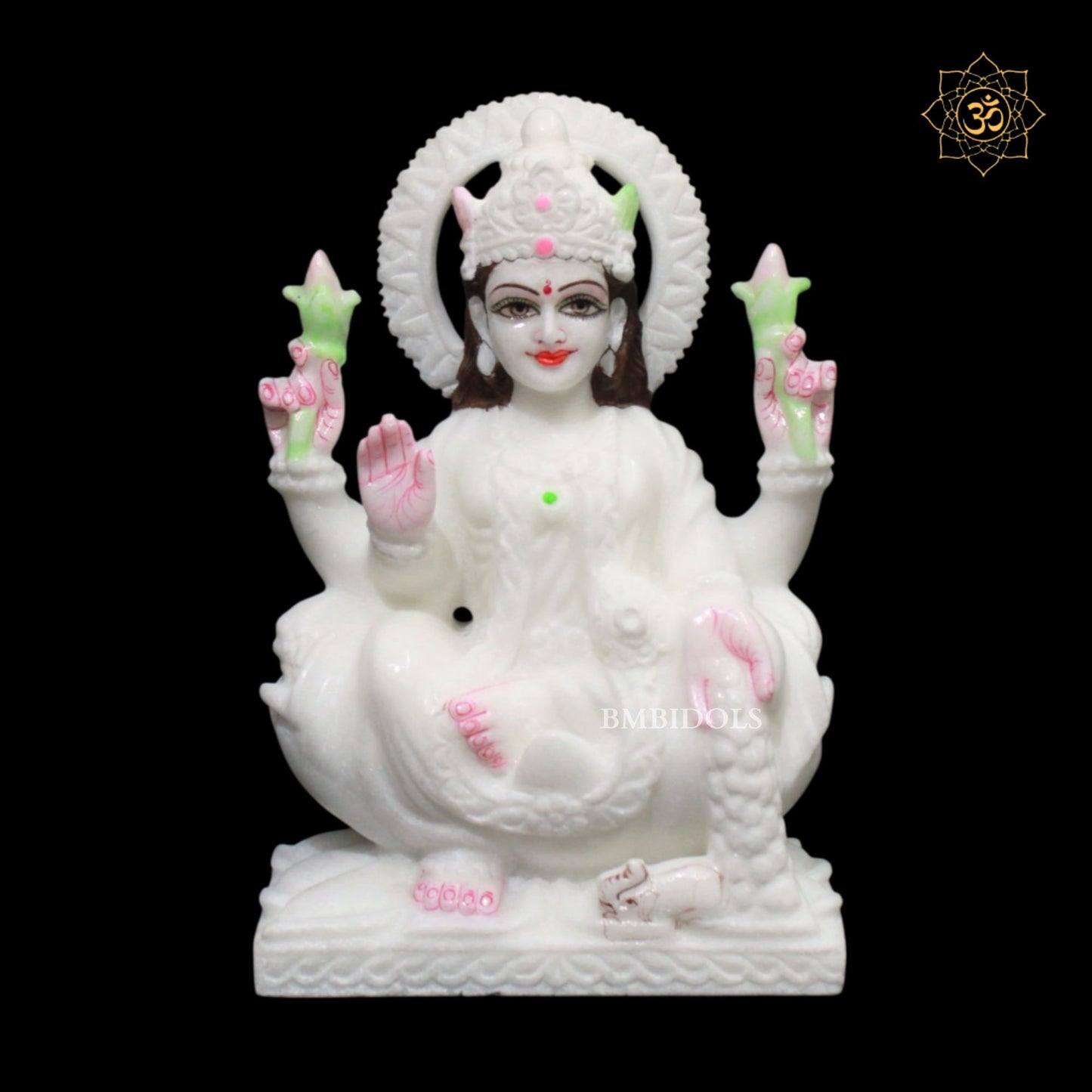 9inch Marble Ganesh Lakshmi Saraswati Statue in Makrana Marble