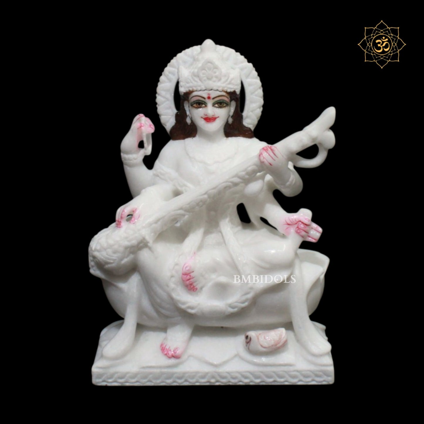 9inch Marble Ganesh Lakshmi Saraswati Statue in Makrana Marble