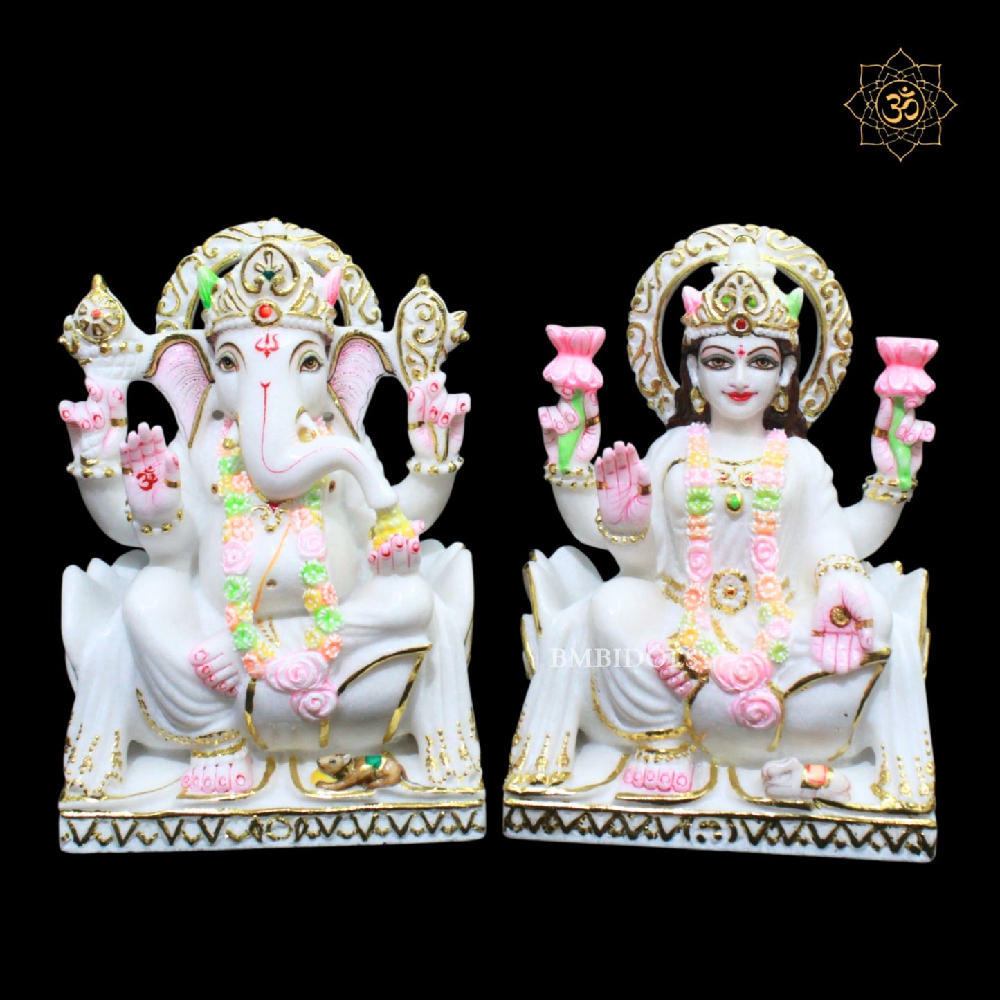 Ganesh Lakshmi Marble Murti in 12inches