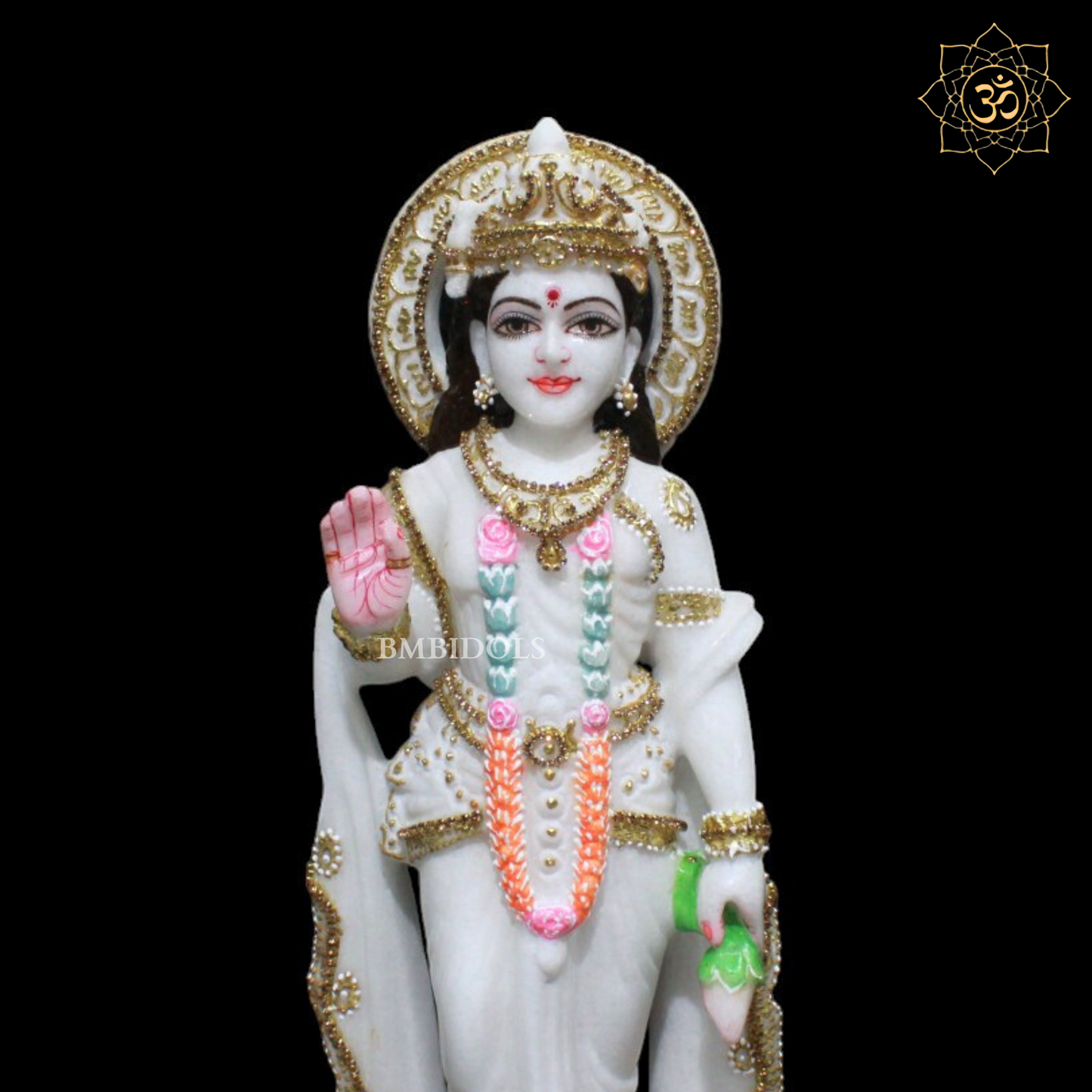 15inch Ram Darbar Marble Murti in Zari Work for Homes and Temples