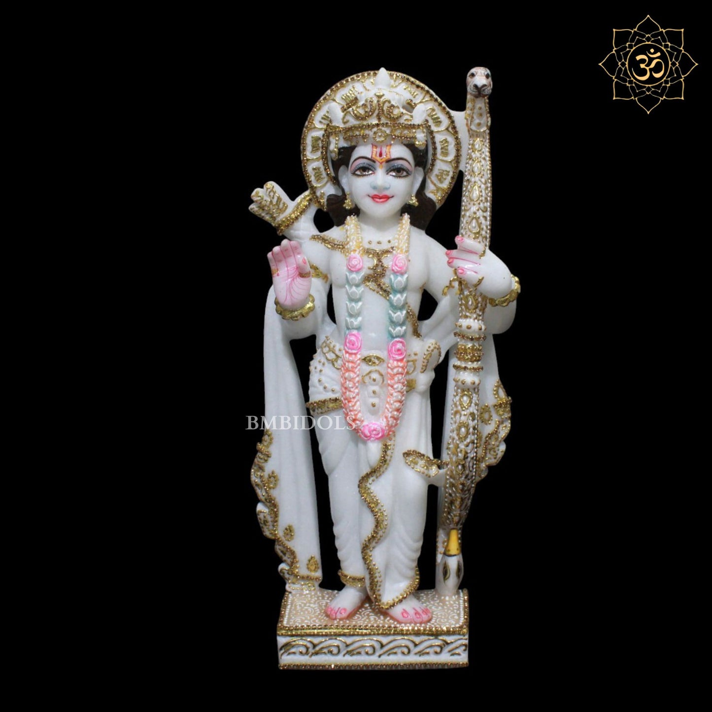 15inch Ram Darbar Marble Murti in Zari Work for Homes and Temples