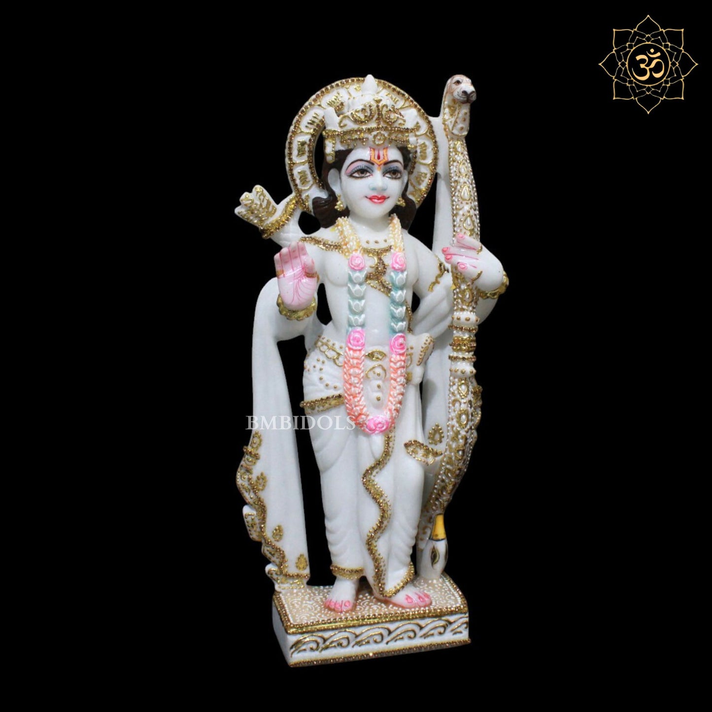 15inch Ram Darbar Marble Murti in Zari Work for Homes and Temples