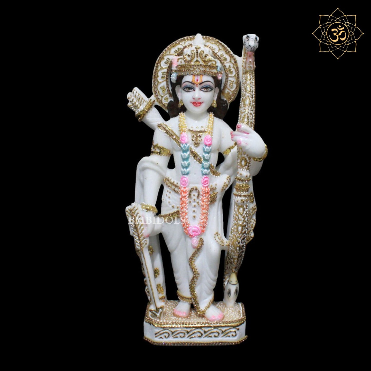 15inch Ram Darbar Marble Murti in Zari Work for Homes and Temples