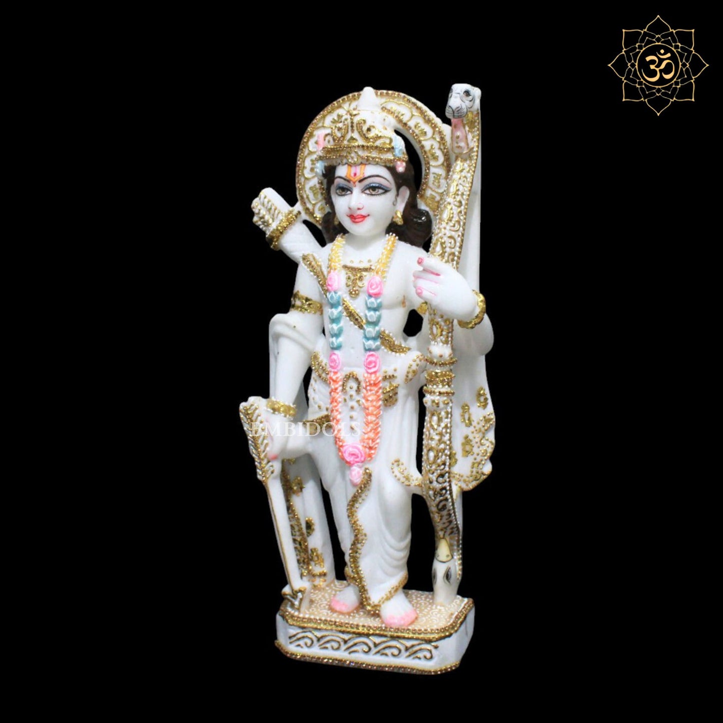 15inch Ram Darbar Marble Murti in Zari Work for Homes and Temples