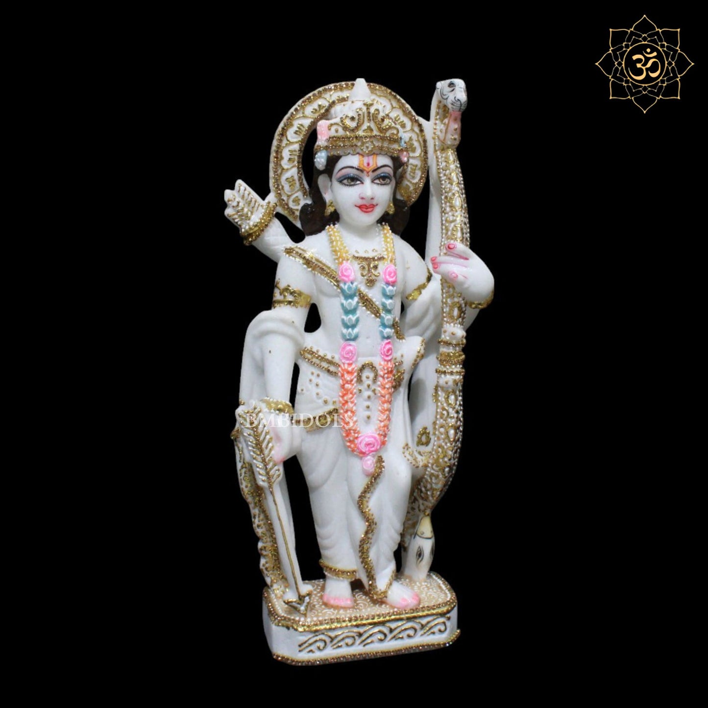 15inch Ram Darbar Marble Murti in Zari Work for Homes and Temples