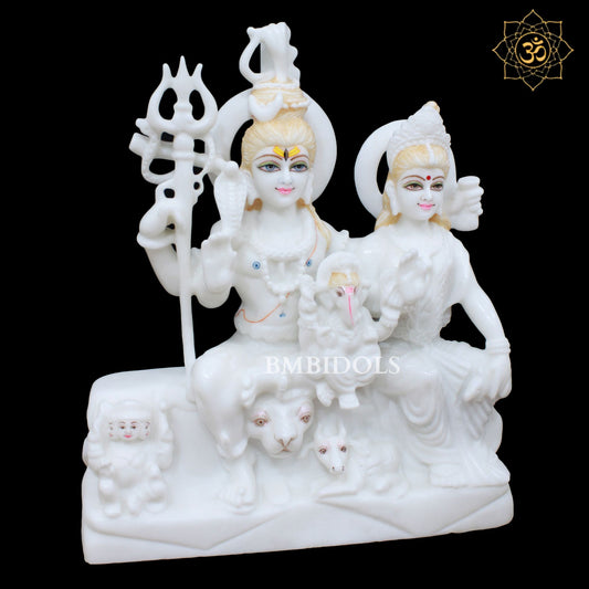 Shiv Parivar Marble Murti in 18inches for Homes and Temples